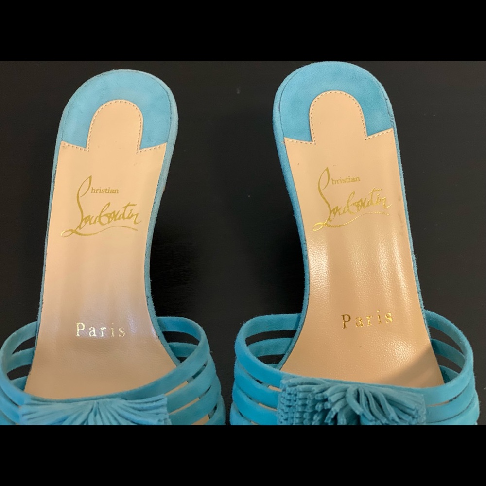 CHRISTIAN LOUBOUTIN BELBROSSA 55 TURQUOISE SUEDE. Brand NEW never worn. - Picture 5 of 13